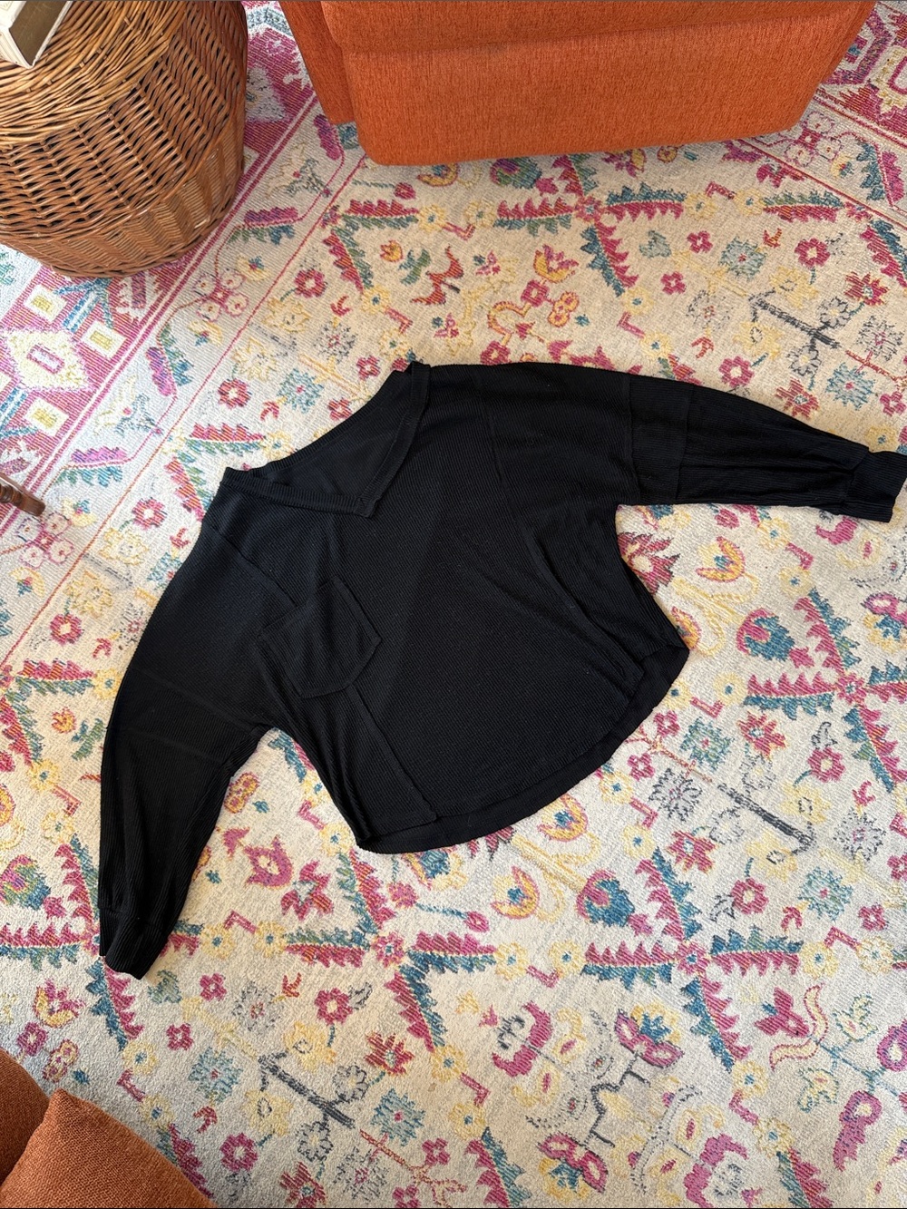 Free People Inspired Black Women’s Oversized Waffle-Knit Sweater